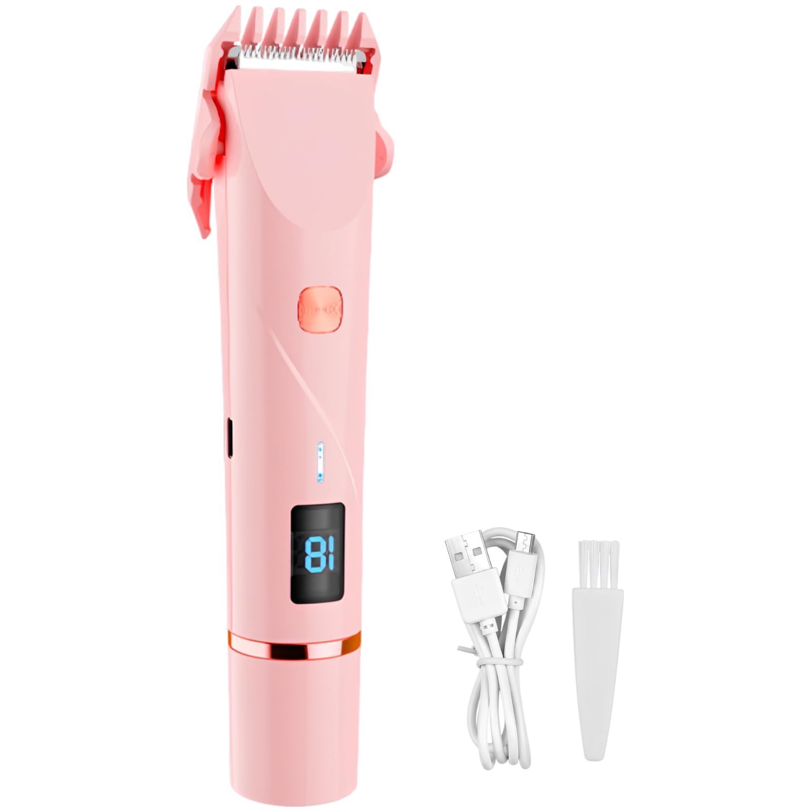 Bikini-Trimmer für Frauen, 2-in-1 elektrischer Bikini-Trimmer und Körperrasierer mit Keramikklinge, wasserdicht, mit LED-Akkuanzeige, für Intimbereiche, Achseln und Beine, Rosa