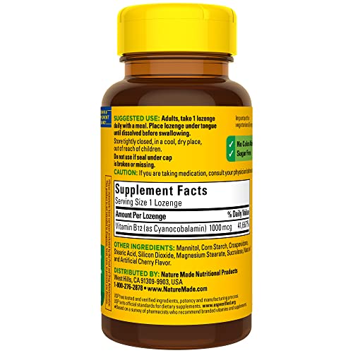 Nature Made Vitamin B12 Sublingual, Easy To Take Vitamin B12 1000 Mcg For Energy Metabolism Support, 50 Sugar Free Micro-Lozenges, 50 Day Supply #TOP7