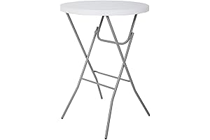 Flash Furniture 32" Round Granite White Plastic Bar Height Folding Table