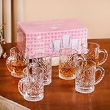 Nestasia Set of 6 Tea Cups (200ml) | Elegant Cut-Glass Design, Durable & Chip-Resistant, Microwave & Dishwasher Safe | Perfect for Coffee, Tea & Hot/Cold Beverages