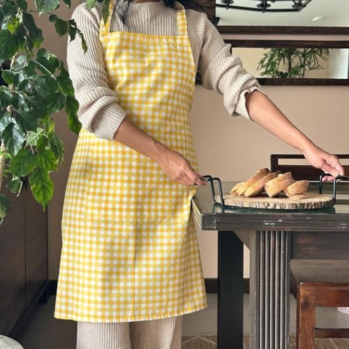 Image of Oak & Lily 100% Cotton Kitchen Apron | Fully washable with large front pocket | European quality | Made for Indian sizes