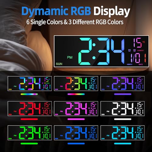 HAITANG 16.5'' Large Digital Wall Clock with Remote Control - Image 4