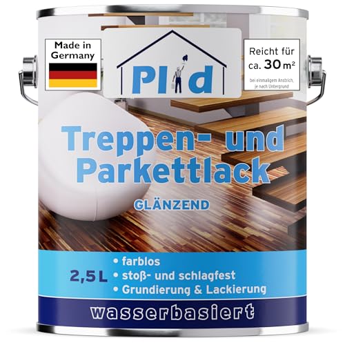 PLID® Parkett - Klarlack - glänzend geeignet zum Versiegeln von Kork-, Parkett & Holzfußböden, Holztreppen sowie Möbeln im Innenbereich stoß - schlagfest strapazierfähig - Made in Germany 2,5l PLID® Parkett - Klarlack - glänzend geeignet zum Versiegeln von Kork-, Parkett & Holzfußböden, Holztreppen sowie Möbeln im Innenbereich stoß - schlagfest strapazierfähig - Made in Germany 2,5l