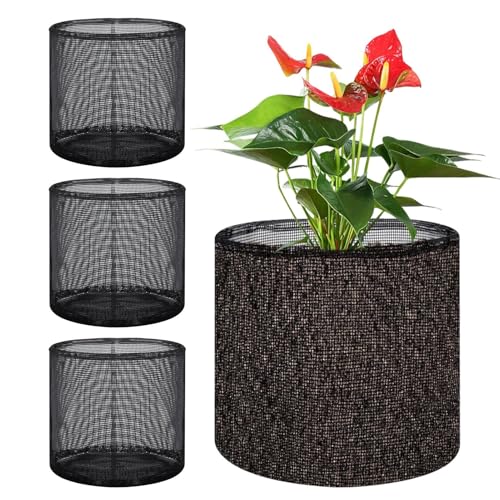 Fenayuu Teichpflanzenkörbe, 4er Schwimmender Pflanzkorb Für Wasserpflanzen, Atmungsaktive Pflanztaschen Für Balkon, Wassergarten, Hydrokultur Pflanzgefäße, Koi Teich