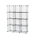 UNICOO - Multi Use DIY 12 Cube Wire Grid Organizer, Bookcase, Bookshelf, Storage Cabinet, Wardrobe Closet,Toy Organizer, Wire Cube Storage- (Black Wire)