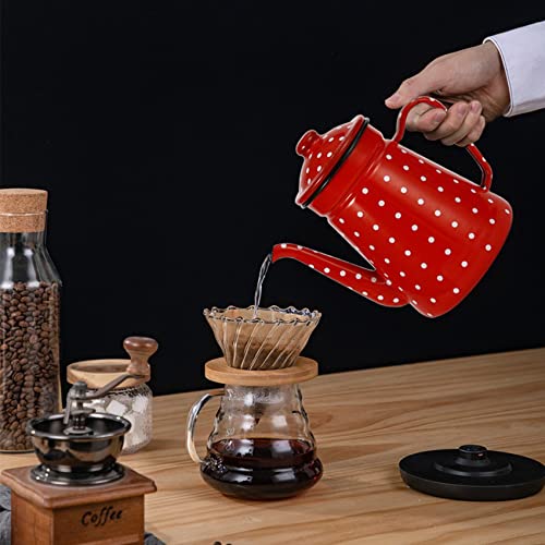 Jarra de café de esmalte de 1,2L, hervidor con acabado tradicional duradero 5
