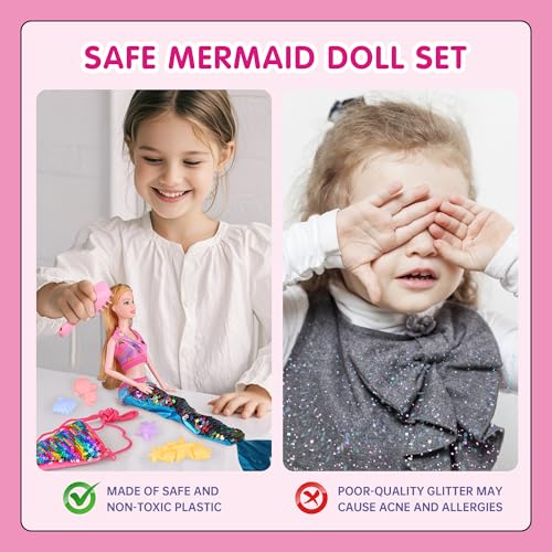 Muñeca Sirena con Bolsa de Cola para Niñas 4-7 años miniatura 5