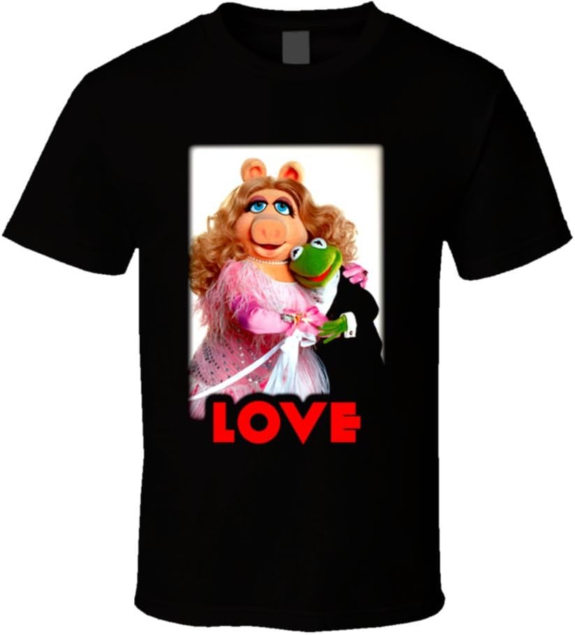 the Muppets Kermit & Miss Piggy T Shirt L Black