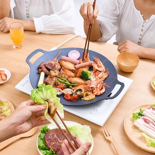 Non-Stick Round Baking Pan, Korean Grill Pan For Indoor Cooking, Multifunctional Frying And Baking Pan For Home Kitchen Camping (Black,11in) - Image 5
