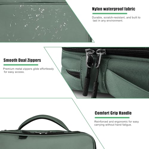 Image of LLi Cufite Zippered Binder Bag,3 Ring Binder with Multi-Pocket - 500 Sheet Capacity, Up to 14 inch Laptop and Tablet, Detachable Backpack Straps & Shoulder Use for School and Offices(Dark Green)