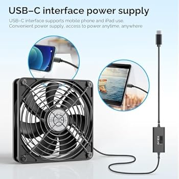 ELUTENG 120mm Fan With 3 Speed 5V USB Powered Case Fan 1500PRM Gaming PC Portable Cooling Suitable For Tablet TV Receiver Router DVR Play Station Xbox Computer And More