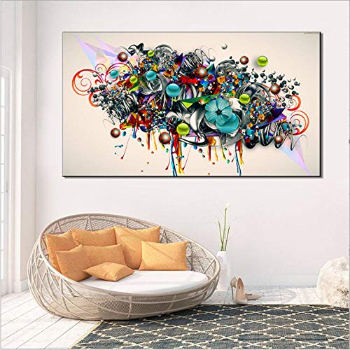 Peinture décorative abstraite peinte à la main, tableau fleur moderne sur toile