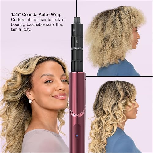 Image of Shark FlexStyle | Air Multi-Styler & Drying System | Hair Dryer Brush for Blowouts with Coanda Auto- Wrap Curlers, Round & Paddle Brush, Diffuser & Concentrator Attachment | Black Cherry | HD457CR