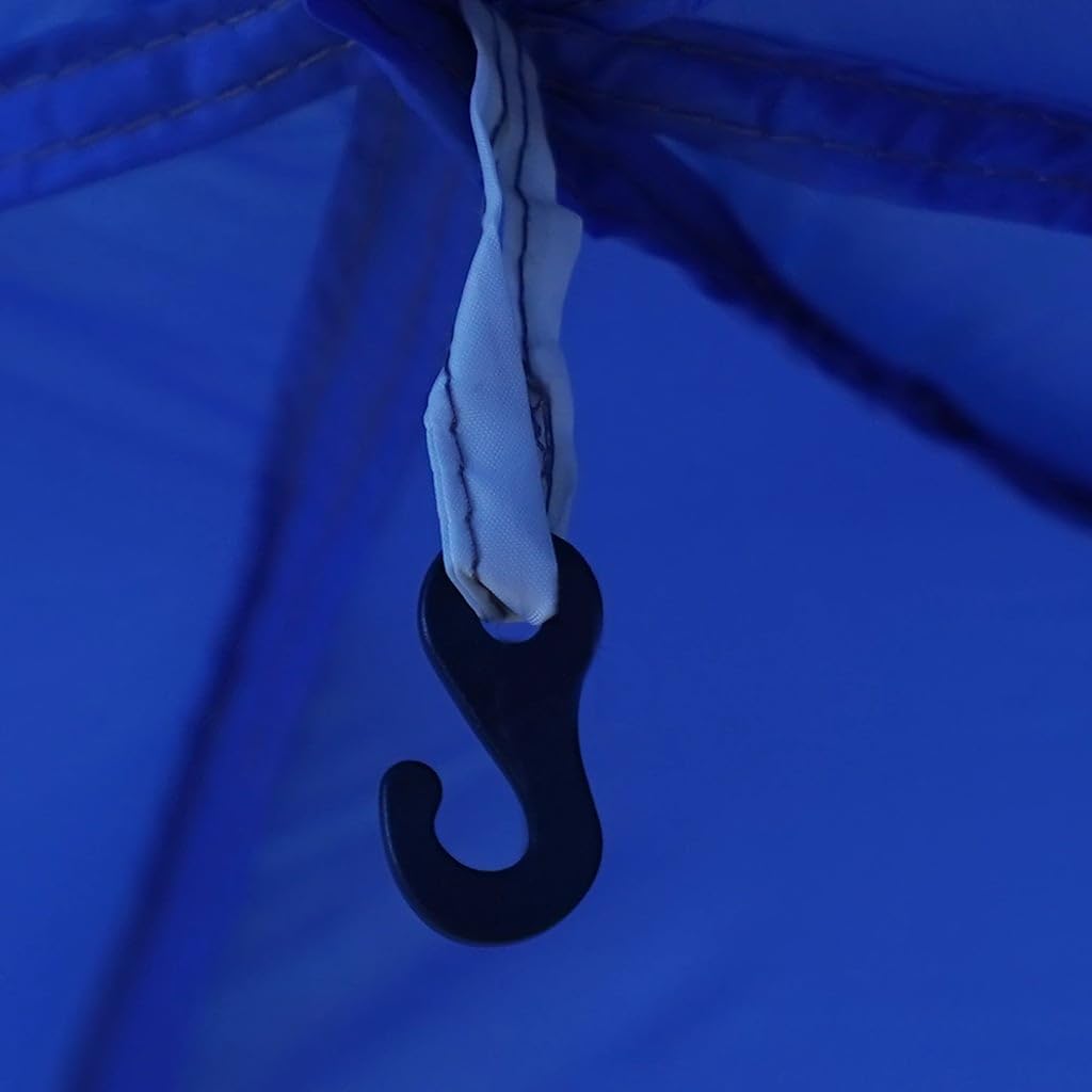 Partyzelt Azurblau Wasserdicht aus Polyester mit PU-Beschichtung 525x525x, Fiberglasgestänge, mit Heringen und Abspannseilen, ideal für Familie Camping, Outdoor Festival