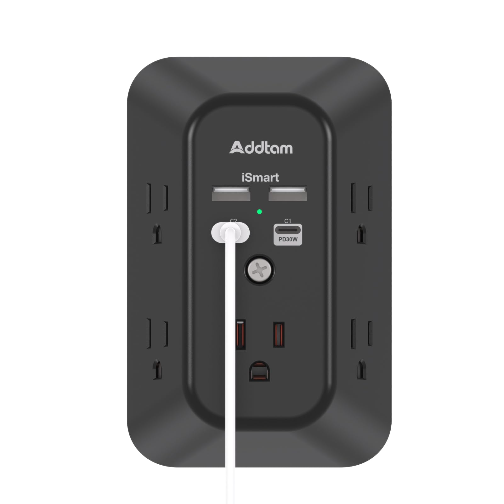 Addtam Surge Protector, Outlet Extender with 5 AC and 4 USB Ports, Black — Amazon image 9