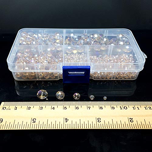 Image of Silver Champagne Rondelle Glass Beads for Jewelry Making, Faceted Briolette Crytal Spacer Beads for Bracelet Necklace Earring (2mm 4mm 6mm 8mm 10mm Mixed Sizes, 1000pcs)