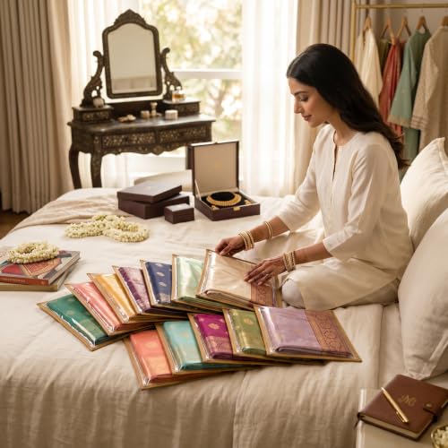 Image of Multiutility Non-Woven Saree Cover Bag Set of 12 with Transparent Window & Zipper | Wardrobe Organizer for Sarees, Lehengas, Dresses & Ethnic Wear | Beige