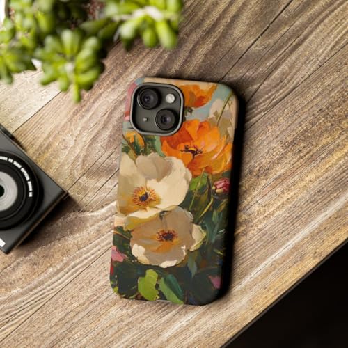 Coque iPhone 15 rigide mate fleurie pour éviter rayures et traces
