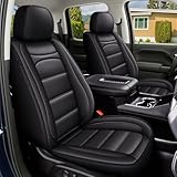 IKABEVEM Custom Seat Covers for Chevrolet Tahoe 2015-2025 for Chevy Tahoe LT,Premier,LS,Z71,LTZ,RST,High Country: 7 Seats Full Set Faux Leather Seat Covers Tahoe Interior Accessories - Black