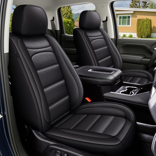 IKABEVEM Custom Seat Covers for Chevrolet Tahoe 2021-2025 for Chevy Tahoe LT,Premier,LS,Z71,LTZ,RST,High Country: 8 Seats Full Set Faux Leather Seat Covers Tahoe Interior Accessories - Black