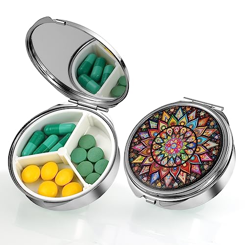 ACWOO Pastillero Caja, Caja de Pastillas de Metal Decorativo con 3 Compartimentos, Pastillero Portátiles de Viaje, Pastillero Diario Bolsillo, Pastillero Semanal, Para Medicamentos y Vitaminas