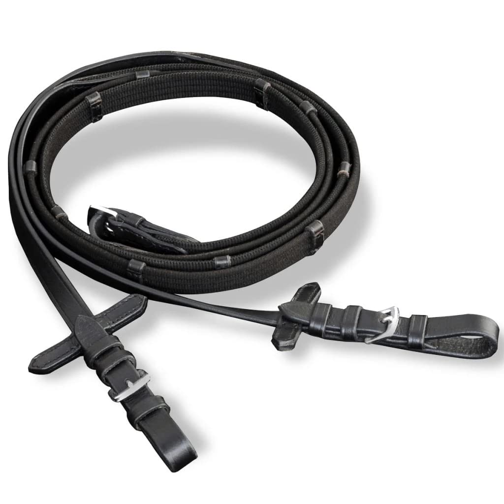 vidaXL Briglia Flash con redini e punta in pelle nera completa