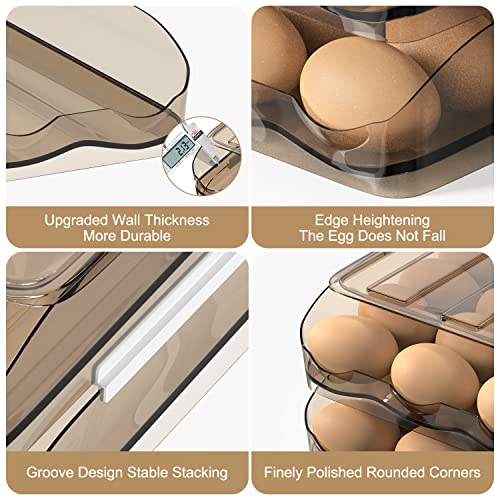 Egg Container For Refrigerator, 36 Egg Holder For Refrigerator, Automatic Rolling Egg Fresh Storage Box For Fridge, Chicken Egg Storage Container Organizer Bin Egg Tray For Household(2 Layer) #TOP2