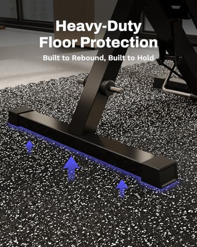 Image of AIRHOP 0.56in Thick 24 Sq Ft Exercise Equipment Mats, 6 Tiles Upgraded Rubber Top with High Density EVA Foam, Large Interlocking Puzzle Gym Flooring for Home Gym, Heavy Weight Workout, 24 x 24in