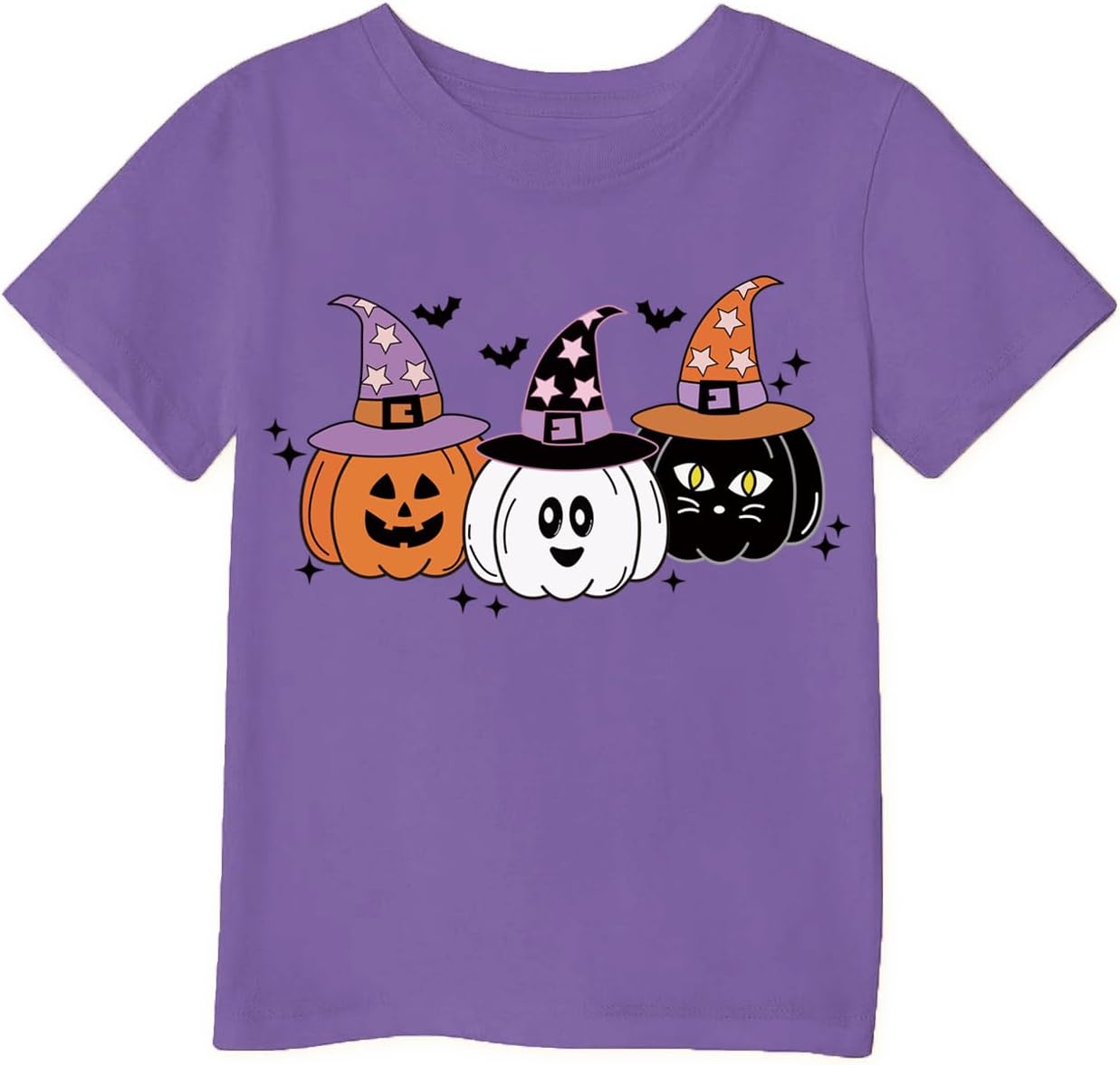 Toddler Halloween Pumpkin Rainbow Graphic T-Shirt Cute Cotton Tee 2-7Y