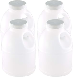Pinnacle Mercantile 32 Ounce Plastic Jug (4 -Pack) Reusable, Food-Safe, BPA Free | Heavy-Duty HDPE Containers for Water, Sauces, Soaps, Detergents, Liquids, | Screw-On Cap