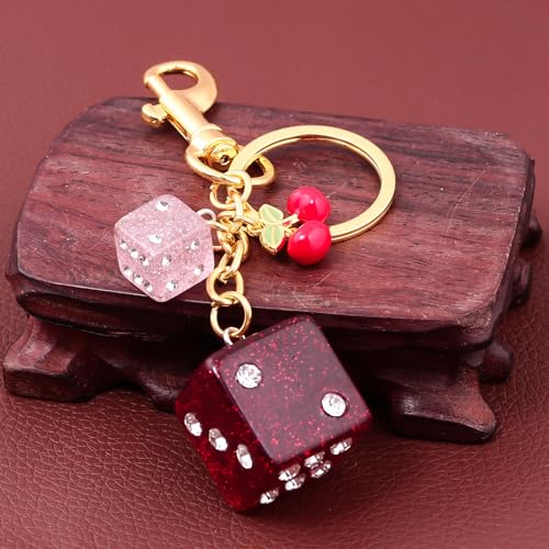 Image of 8 Ball Dice Charm Keychain - Cute Bag Purse Handbag Accessories - Y2K Aesthetic Key Chain for Women Men