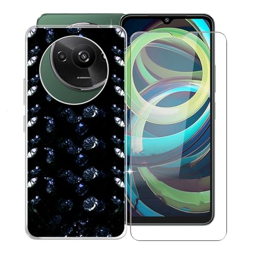 KJYFOANI Phone Case Xiaomi Redmi A3 Case, with 1 x Tempered Glass Screen Protector, Anti-Scratch Shock-Proof Clear TPU Bumper Cover Ultra-Thin Case for Xiaomi Redmi A3 (6.71