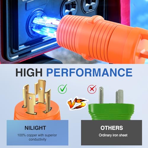 Image of Nilight 30 Amp to 50 Amp RV Power Adapter L14-30P to 14-50R