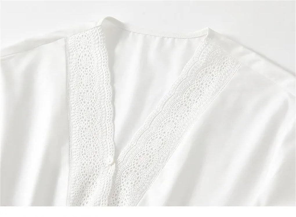 Blusas rectas bordadas de retazos para mujer, cuello en V, manga abombada de tres cuartos