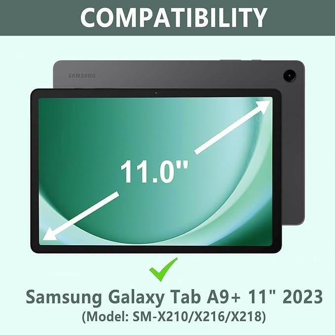 case keyboard for galaxy tab a9 plus 5g 11 inch 2023 (sm-x210/x216/x218), 7 color backlit detachable tablet keyboard cover with s pen holder for samsung galaxy tab a9+ 11" (dark green) a9+ 11 inch green