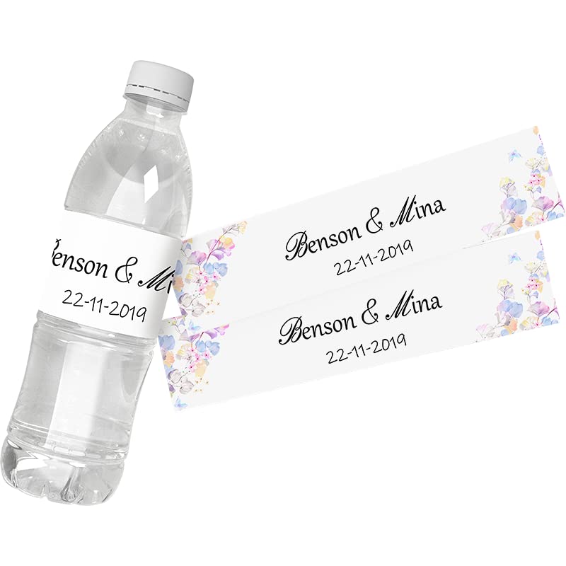 30Pcs Personalized Custom Personalized Floral Wedding Water Bottle Labels Stickers Birthday Anniversary Bride Show Graduation (D)