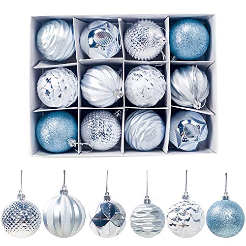 12pcs Christmas Tree Baubles Christmas Balls Decoration Christmas Tree Pendants Gifts (Blue)