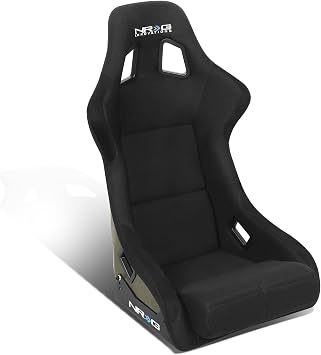 NRG Innovations NRG-RSC-302CF-GD Fixed Back Bucket Racing Seat with Universal Side Mount Bracket,Gold Carbon Fiber Back, Black/Gold