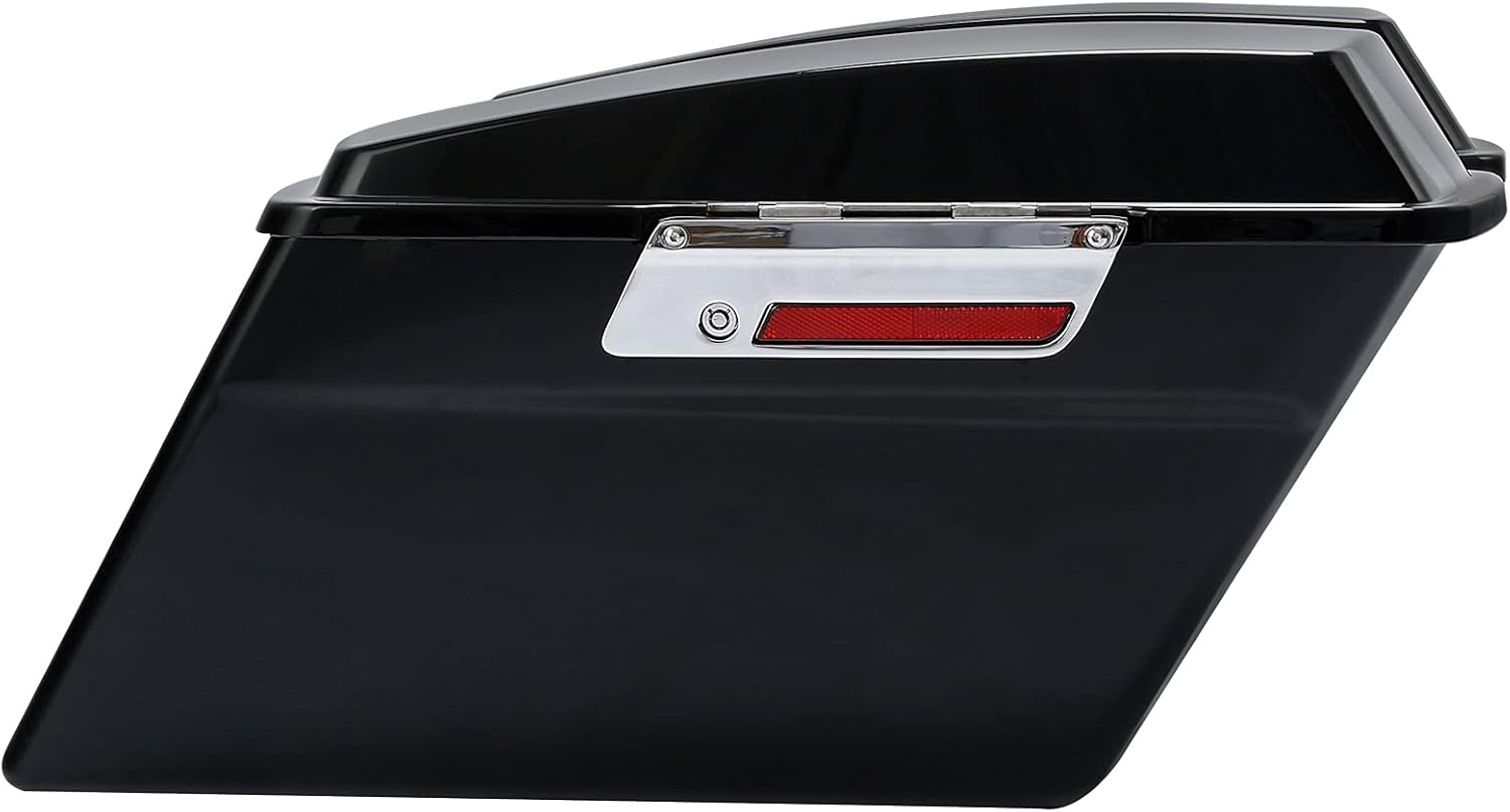 Hard Saddle bags Saddlebag Trunk+Lid Latch Keys Fit For Harley 1994-2013 Touring Road King, Road Glide, Street Glide, Electra Glide FLHT FLHR FLHX FLTR Vivid Black 2012 2011 2010 2009 2008 1999