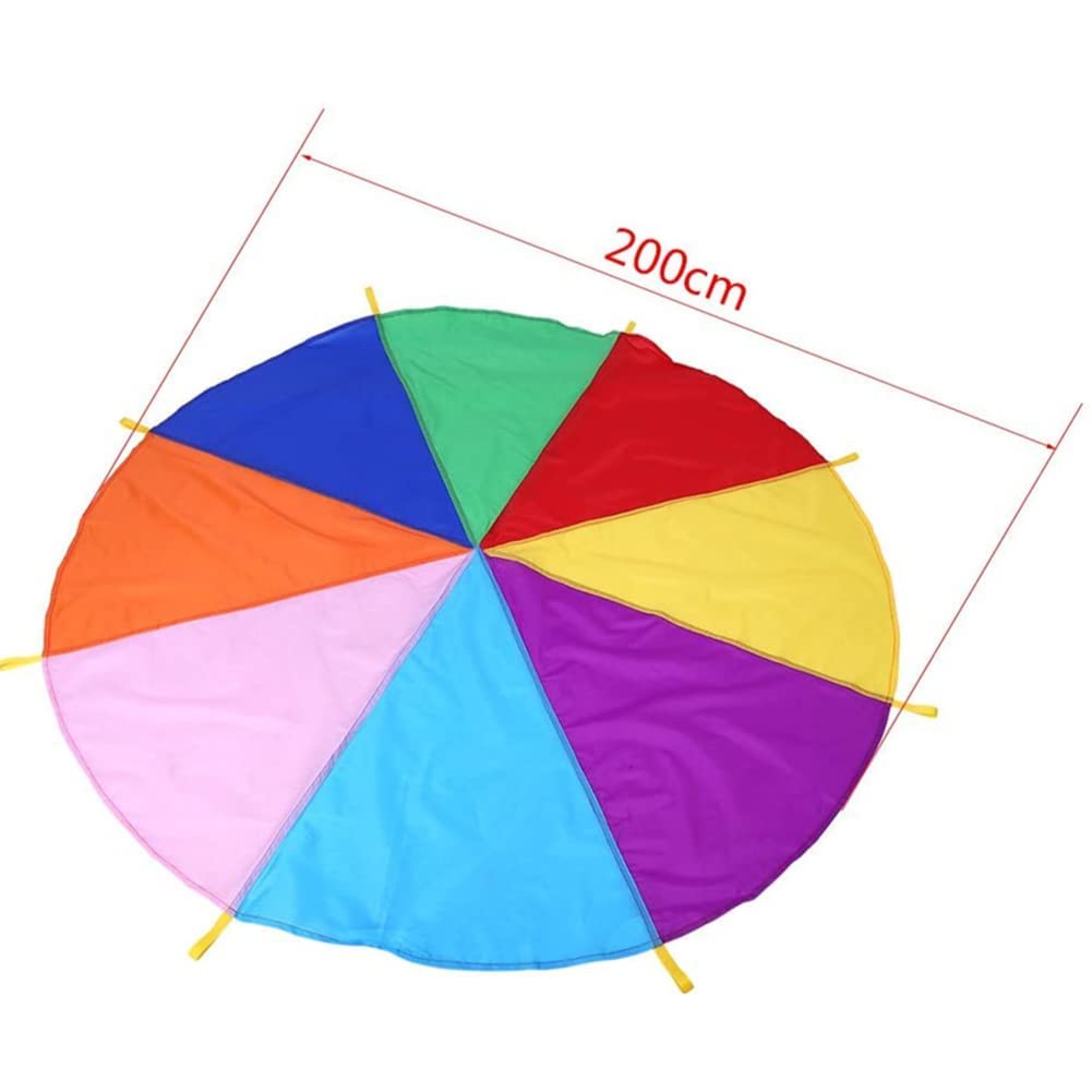 6.5 FT/13.1 FT Rainbow Parachute with 8 Handles/20 Handles, Gymnastics Play Circus Games for Kids, School Playground Outdoor Activities, Indoor Sports Equipment — view 2