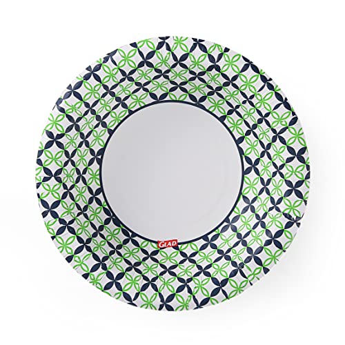 image for Glad Round Disposable Paper Bowls with Blue and Green Happy Daisies De