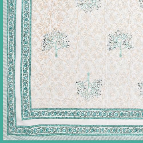 Image of BLOCKS OF INDIA 100% Cotton Dohar King Size Reversible Hand Block Printed Malmal Summer Dohar /Blanket (Color 6)
