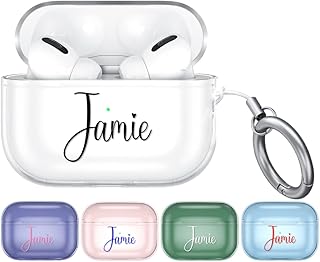 AIPNIS Capa de texto personalizado para AirPods Pro 2022, capa de TPU transparente macia com absorção de choque, design seus próprios Airpods Pro 2ª geração, com chaveiro