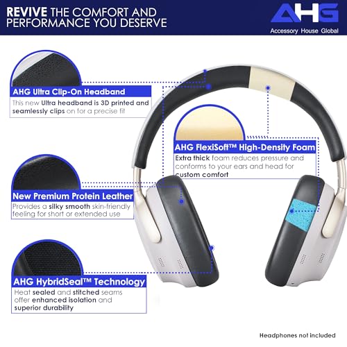 AHG Accessory House Global QC Ultra Kit de reemplazo de almohadillas para orejas y almohadilla para banda de cabeza compatible con audífonos Bose QuietComfort Ultra inalámbricos (Negro). Fácil instalación DIY y gran comodidad miniatura 2