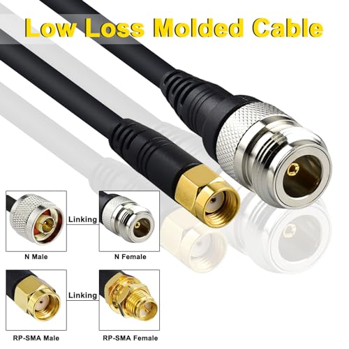 YILIANDUO LoRa Antenna Extension Cable N-type Female to RP-SMA Male Molded Cable RG58/U Coax Cable 5M for 4G LTE WiFi Router LoRa Antenna Nebra RAK Bobcat Helium Hotspot HNT Miner Antenna - Image 2