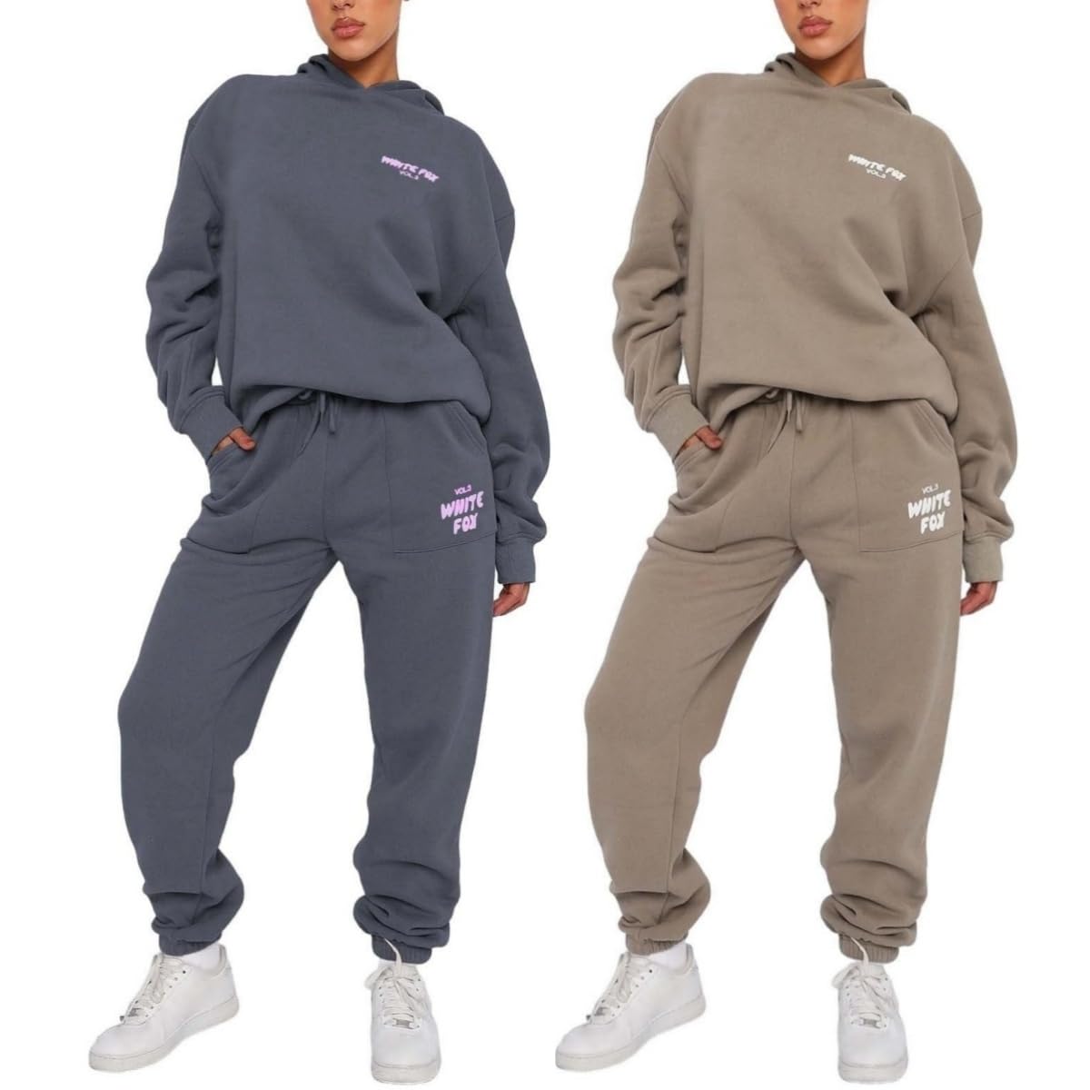 CHISHAYAWomen's Casual Stylish Tracksuit Set, Hooded Sweatshirt and Sweatpants, 2 Piece Letter Print Sweatshirt Set Loungewear Long Sleeve Jogger Suits Loose Casual Outfit Streetwear Fashion