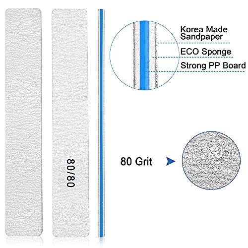 Nail Files-Nail File For Acrylic Nails 12Pcs, 80/80 Grit Nail Files Emery Boards For Acrylic Nails, Jumbo File Washable Thick Professional Square Nail File Manicure Tools For Nail Tech #TOP1