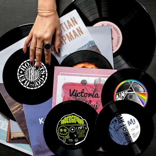Disques vinyle pour décoration murale rétro : lot de 8 singles de 7 pouces