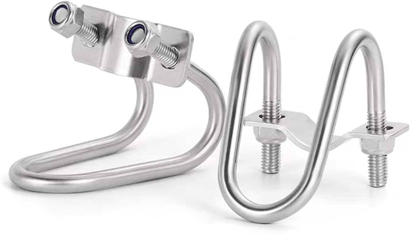 U Bolt M6/M8 Double U-Cross Pipe Clamp Screw Connector Scaffolding Fixing Cross Clamp Pipe Fixture(M6x32x32mm)