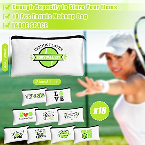 Kacctyen 18 Pcs Tennis Gifts for Women Tennis Accessories Pouch Bag with Zippers for Travel Player Team Birthday Gift3